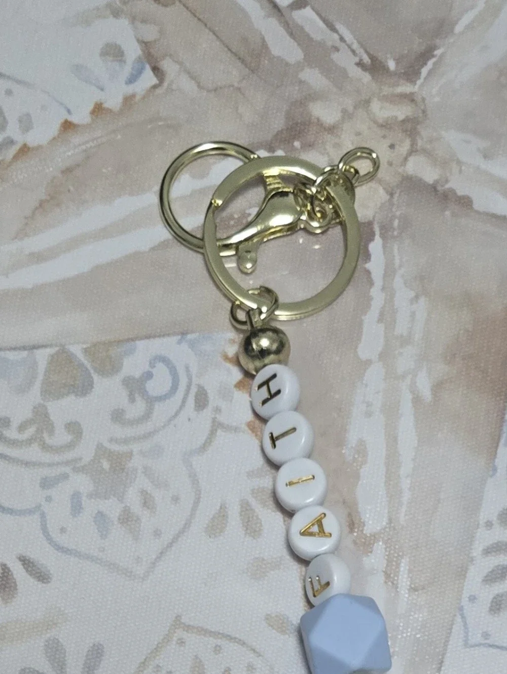 Personalized Beaded Keychain Pair - 'MOM' & 'FAITH' - Pastel Colors